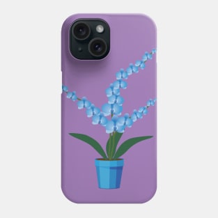 Blue orchid plant in a pot Phone Case