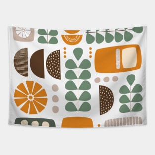 Retro Mid Century Modern in Green, Orange and Brown Tapestry