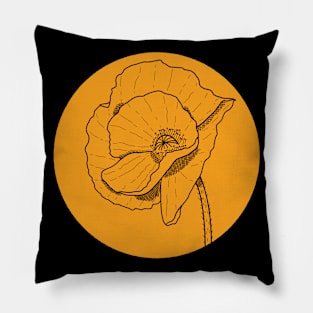 Poppy Pop Art (Yellow & Black) Pillow