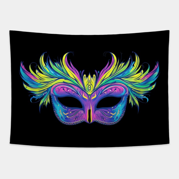 Fat Tuesday Masquerade, Mardi Gras Mask Tapestry by ninistreasuretrove