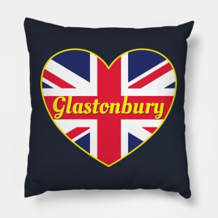 Glastonbury England UK British Union Flag Heart Pillow