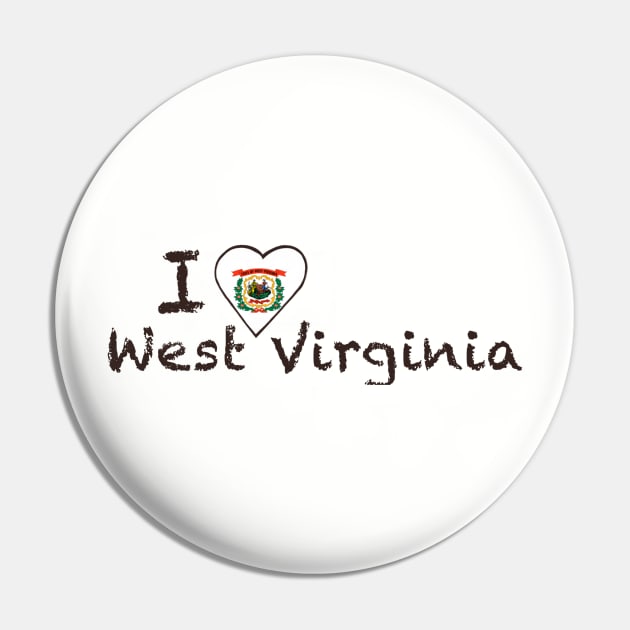 I Love West Virginia Pin by JellyFish92