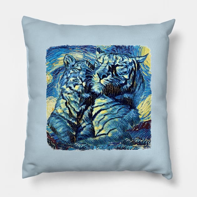 Tigers Van Gogh Style Pillow by todos