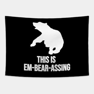 This Is Em-Bear-Assing Fighting Bear With A Green White Forest Tree Fill Tapestry