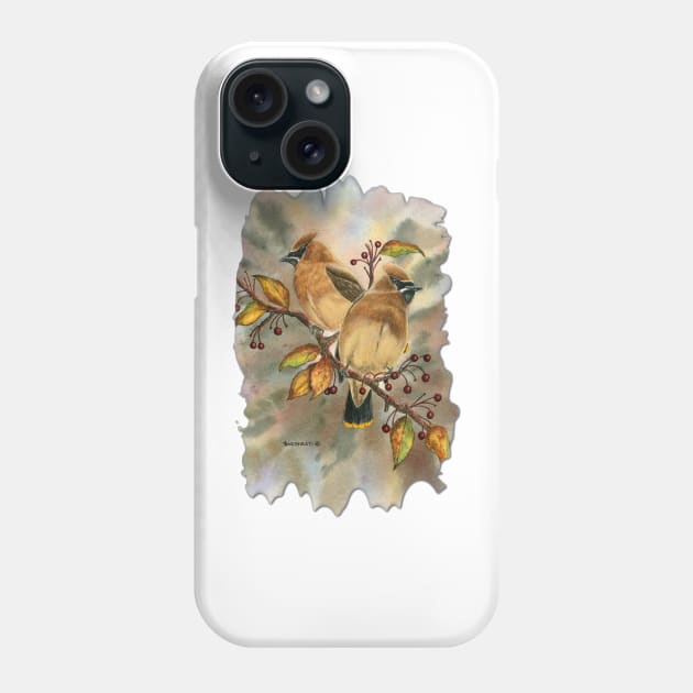 Waxwings Phone Case by Dave Bartholet Wildlife Art