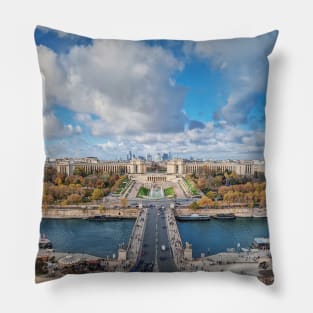 Panoramic Paris along Seine river Pillow