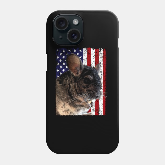 Cute and Cozy Chinchilla USA Flag Tee for Rodent Lovers Phone Case by Gamma-Mage