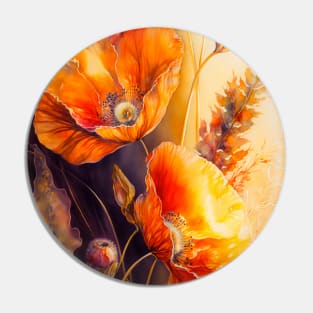 Beautiful poppies watercolor Pin