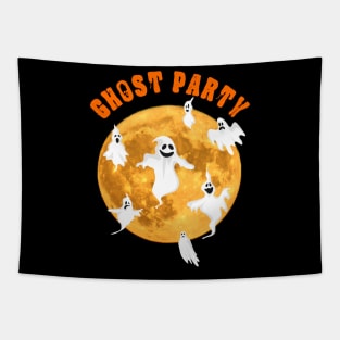 Ghost Party Boo Halloween Pumpkin and Witch with Full moon Tapestry