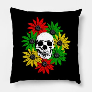 Flowers around a skull Pillow