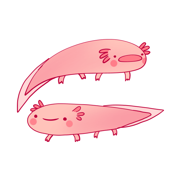 Cute axolotls illustration by Mayarart