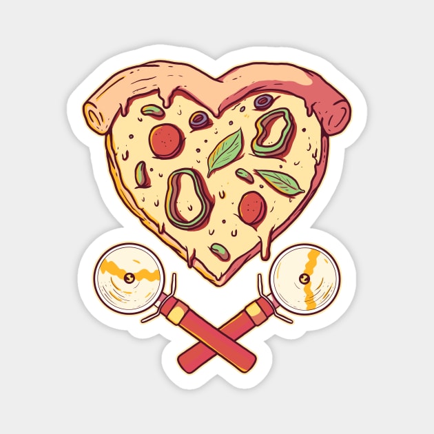 Heart Shaped Pizza Slice with Cutters Magnet by SLAG_Creative