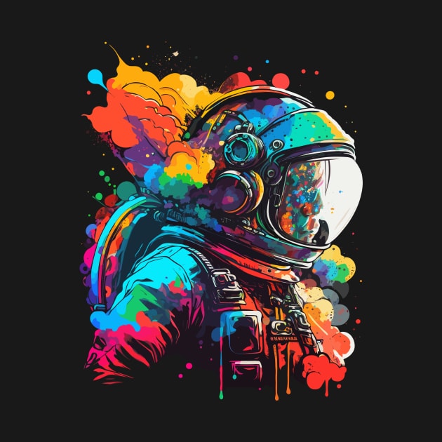 Astronaut in Space Colorful Vibrant Psychedelic by K3rst