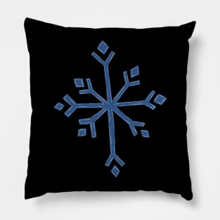 Large Snowflake Digital Illustration in Blues Pillow