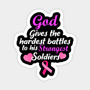 Gods Strongest Soldiers Breast Cancer Awareness Print Magnet