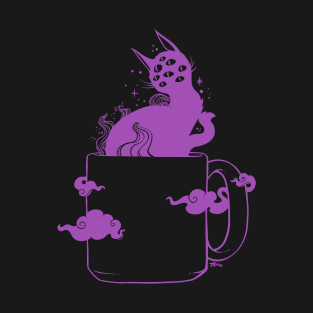 Cute Weirdcore Cat In A Coffee Tea Cup T-Shirt