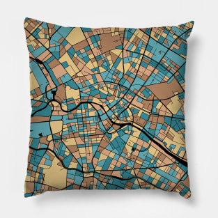 Berlin Map Pattern in Mid Century Pastel Pillow