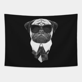 Pug In Black Tapestry