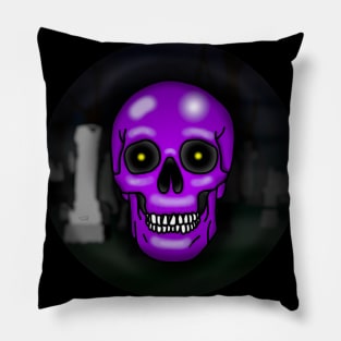 Skull, bruise purple, with background Pillow