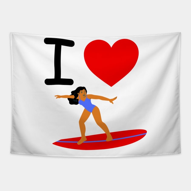 I HEART SURFING Tapestry by EmoteYourself