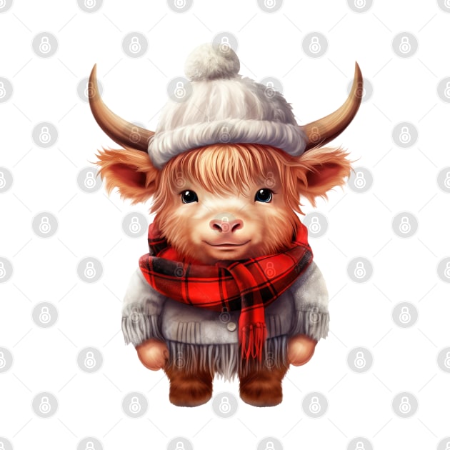 Christmas Baby Highland Cow #3 by Chromatic Fusion Studio