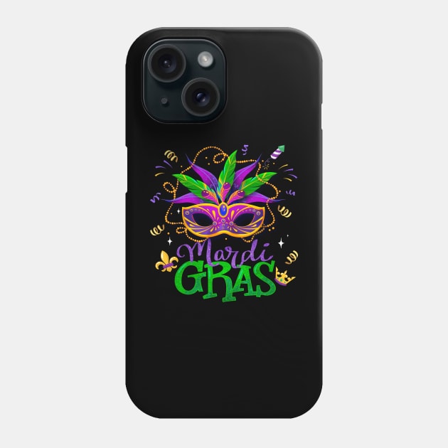 Mardi Gras Mardi Gras Beads Mask Joker Hat Carnival 2024 Phone Case by panji derel