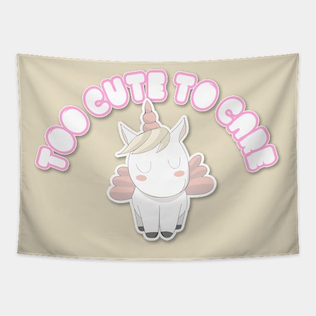 Too Cute To Care - Pastel Unicorn Design Tapestry by DankFutura