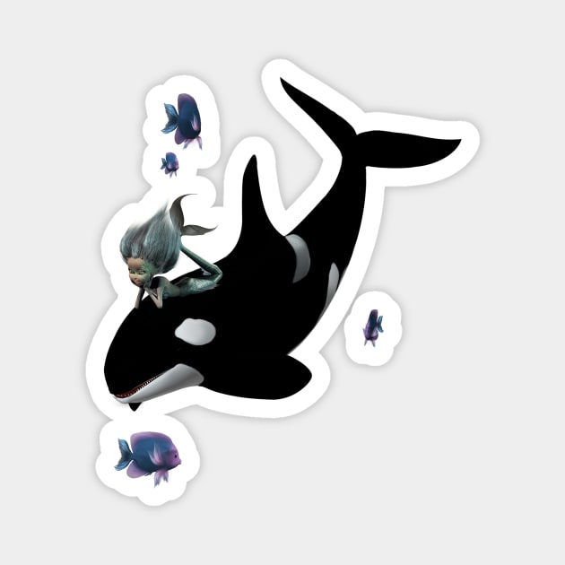 Wonderful orca with little mermaid Magnet by Nicky2342