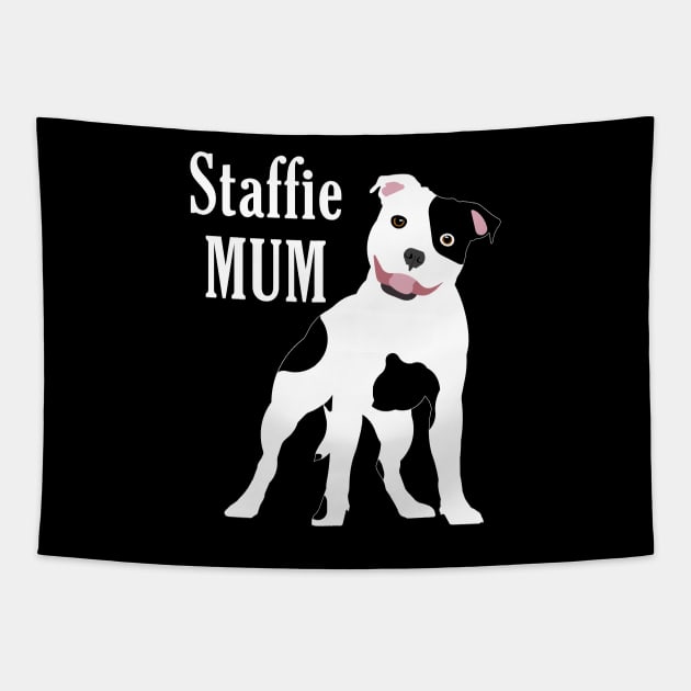 Staffie Mum WB Tapestry by SiSuSiSu