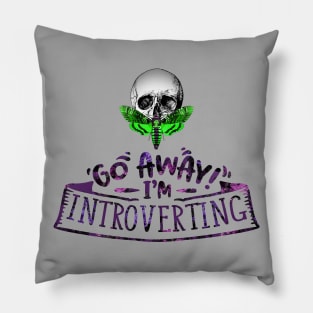 Go Away I'm Introverting - Skull Moth - acid green - Anti-Social Butterfly collection. Pillow