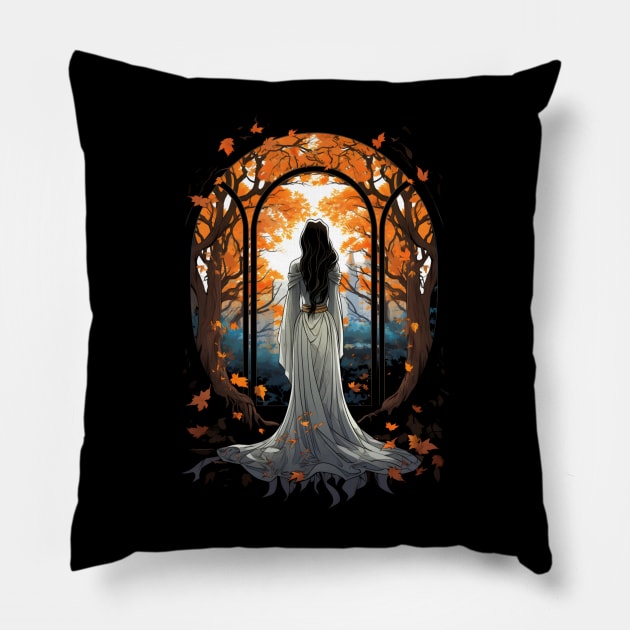 Elven Maiden in a Luscious Garden - Fantasy Pillow by Fenay-Designs