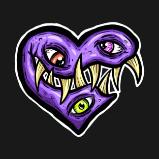 Zombie Heart Teethy Smile Purple Valentines Day T-Shirt