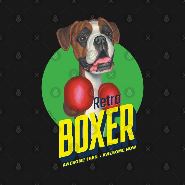 Retro Boxing Boxer Dog by Danny Gordon Art