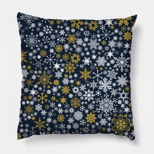 A Thousand Snowflakes in Twilight Blue Pillow