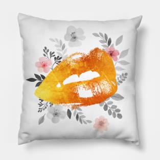 Gold Lips Floral Bohemian Fashion Pillow