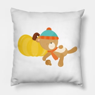 Autumn Bear, Cute Bear, Sleeping Bear, Pumpkin Pillow