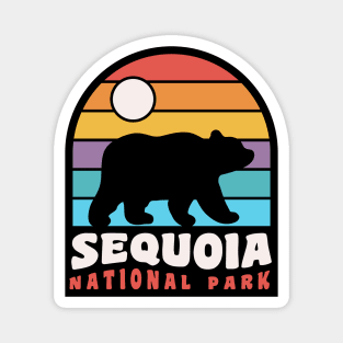 Sequoia National Park Bear Badge Retro Sunset Magnet