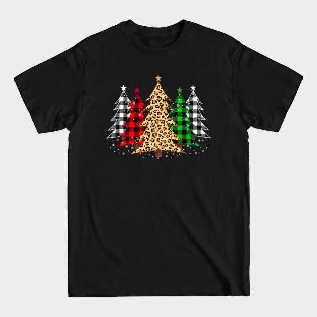 Disover Merry Christmas Trees with Leopard & Plaid Print - Christmas Quarantine - T-Shirt