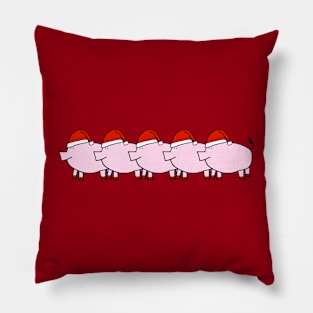 Cute Christmas Pig in Santa Hat Five Pillow