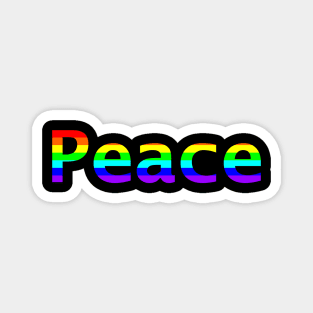 Rainbow Colored Peace Typography Magnet