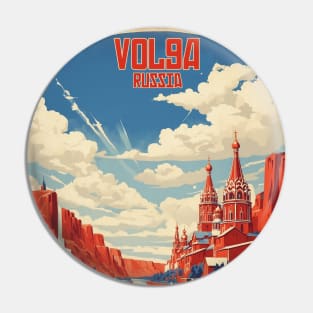 Volga Russia Vintage Tourism Poster Pin