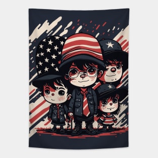 Patriotic American Family Tapestry