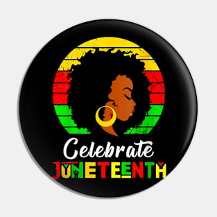 Womens Juneteenth Afro Woman Black Queen African American Melanin Pin