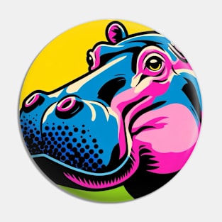 Neon Hippo Portrait Sticker T-shirt Pin