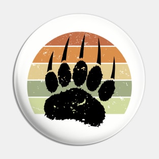 Black Bear Paw Print On Distressed Sunset Pin