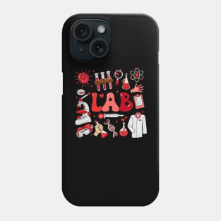 Retro Groovy Valentines Lab Tech Medical Laboratory Science Phone Case