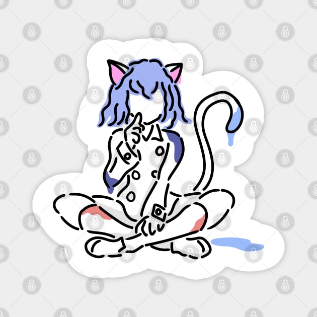 Cute cat anime Magnet by Kalpataru