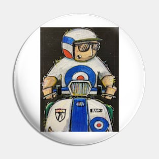 Retro Scooter, Classic Scooter, Scooterist, Scootering, Scooter Rider, Mod Art Pin