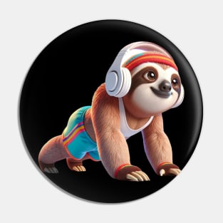 Retro Rhythm Sloth – Vintage Vibes and Headphone Harmony Tee Pin