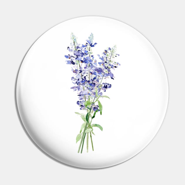 blue mealycup sage flowers bouquet watercolor Pin by colorandcolor